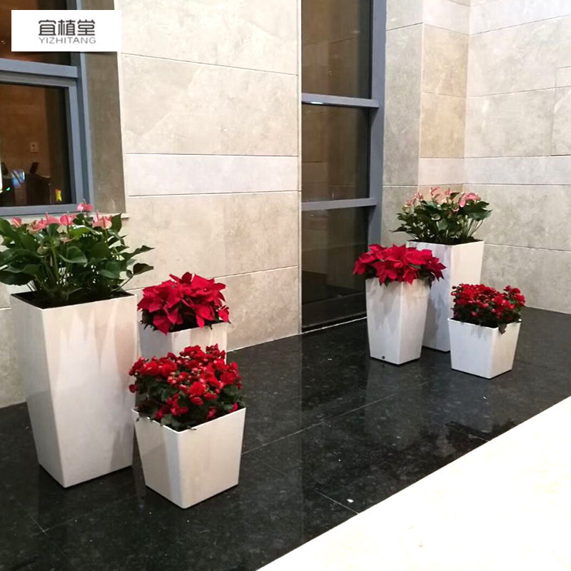 8002-8004大口徑落地花盆自動吸水懶人方形高筒塑料特大號室內地面盆